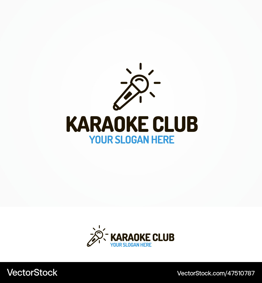 Karaoke club logo set with microphone line style Karaoke club logo set with microphone line style vector image