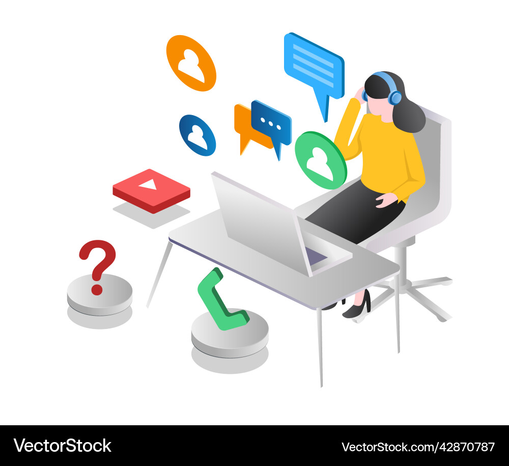 Konzept des isometrischen Kundenservices online Konzept des isometrischen Kundenservices online vektorbild