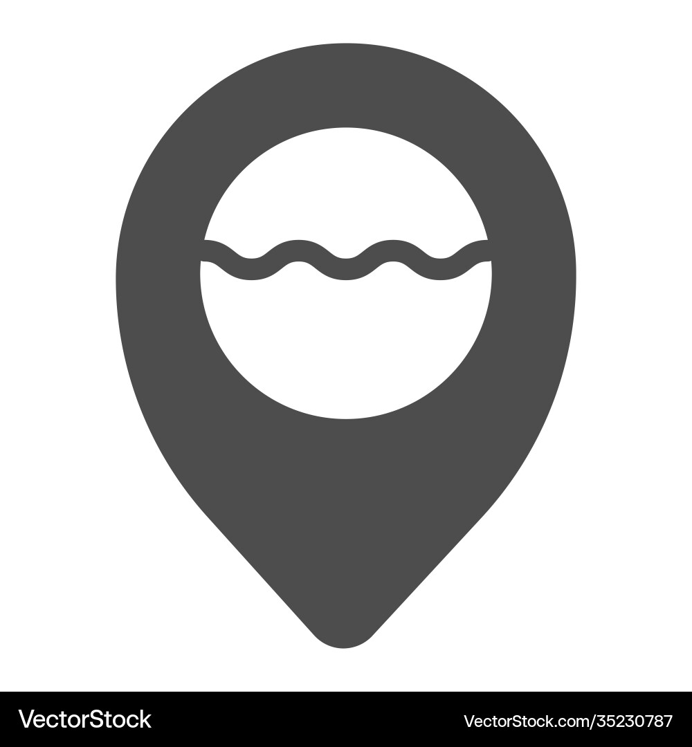 Location pointer with water waves solid icon Vector Image