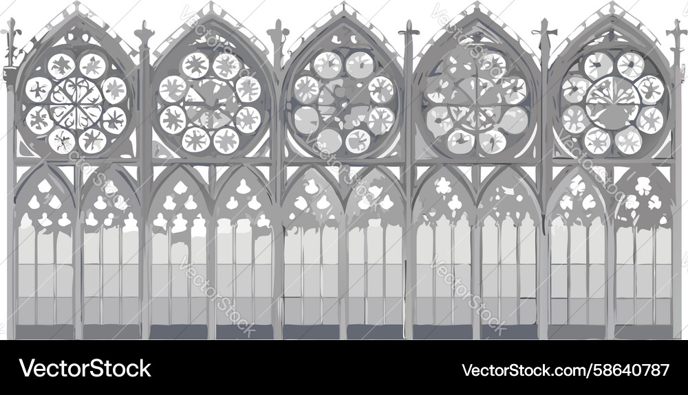 Ornate Gothic Window Array Vector Image