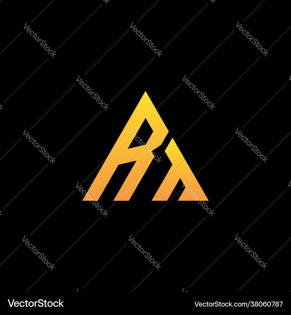 R t monogram initial logo with a yellow triangle R t monogram initial logo with a yellow triangle vector image