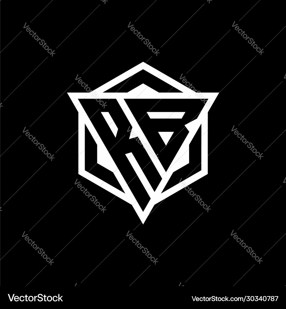 RB Monogram Logo - Triangle & Hexagon Vector Image
