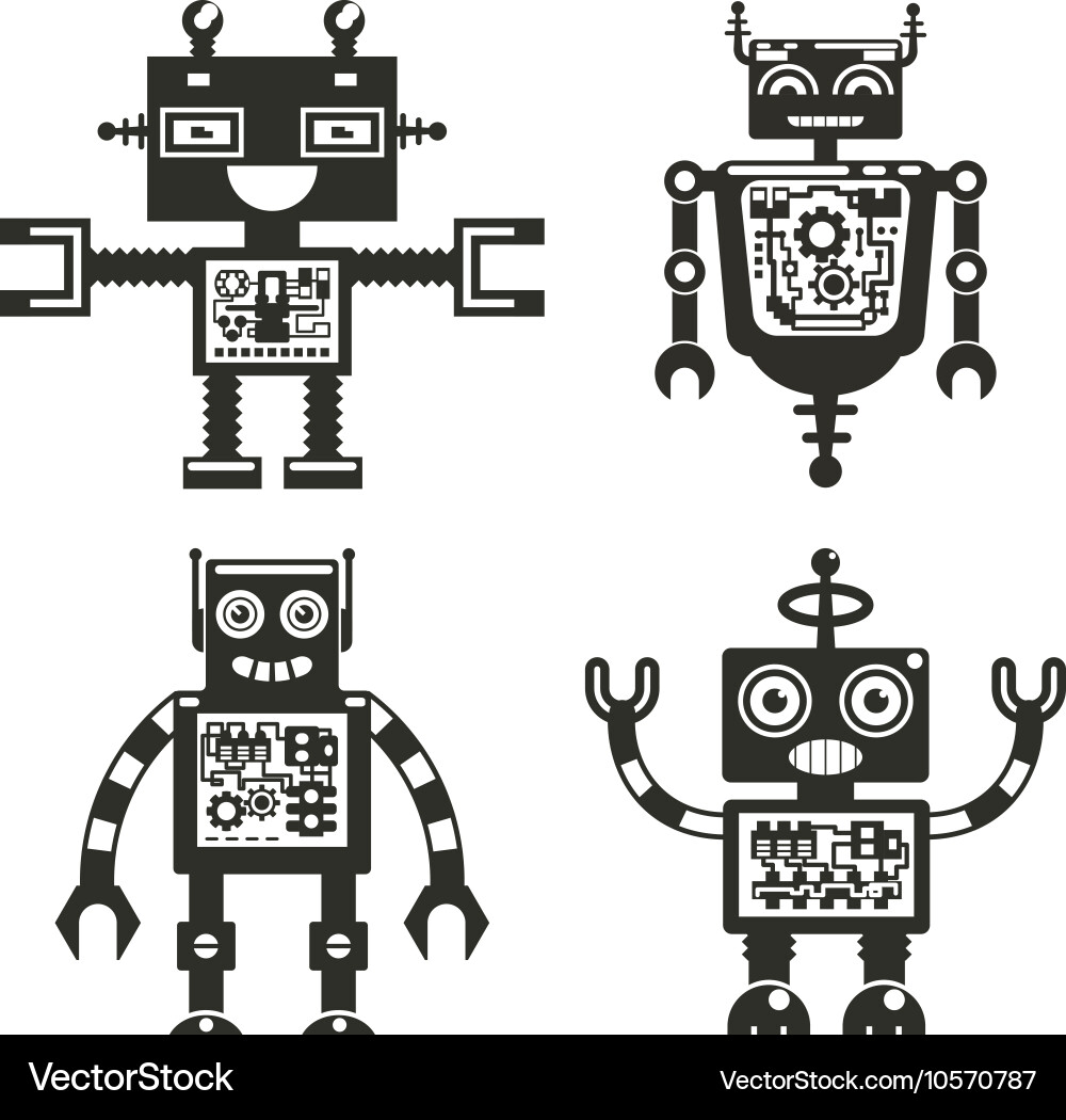 Robot Icons - Tech & Machines vector image