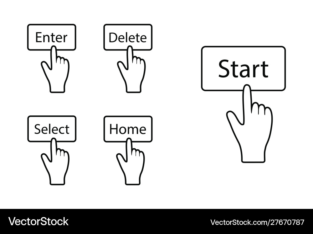 Set buttons web hand push Set buttons web hand push vector image