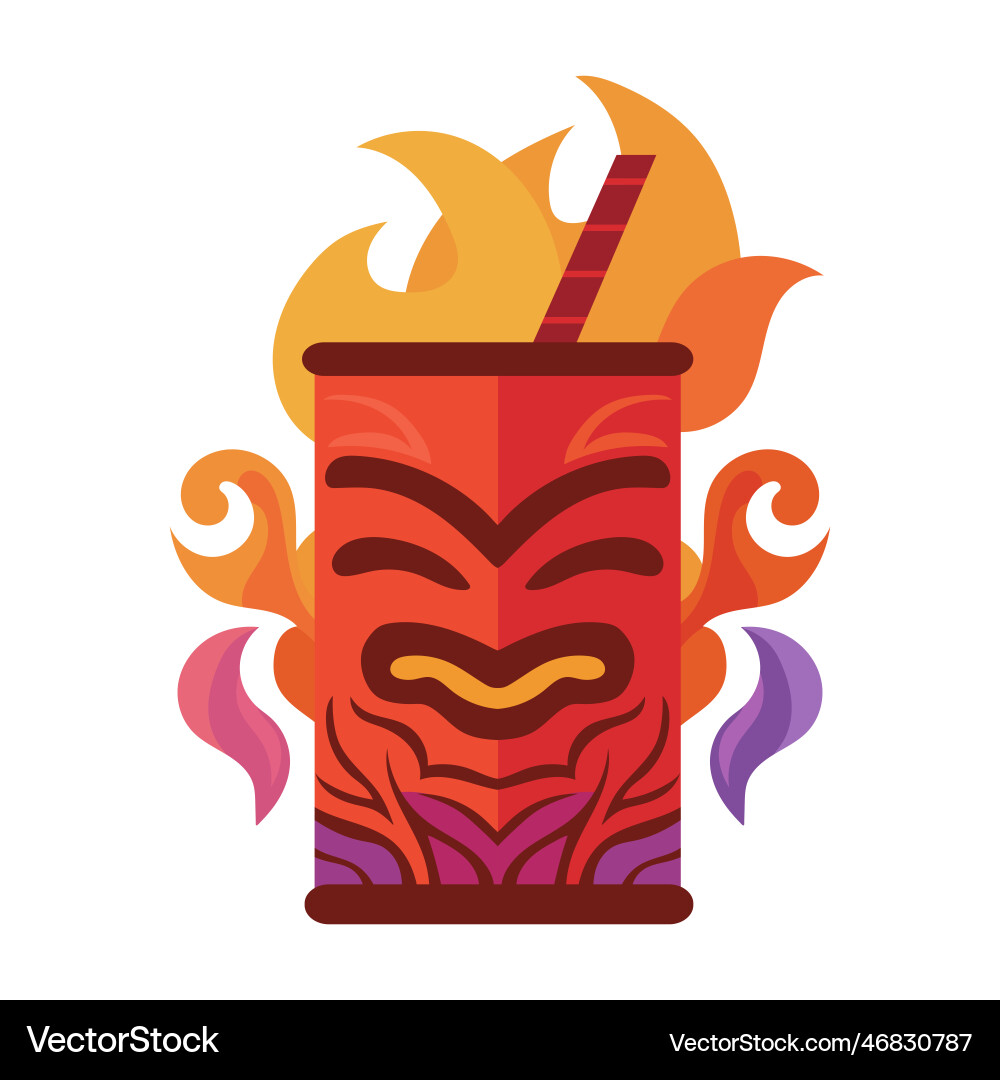 Tiki spicy chilli cocktail in mug with mask Tiki spicy chilli cocktail in mug with mask vector image