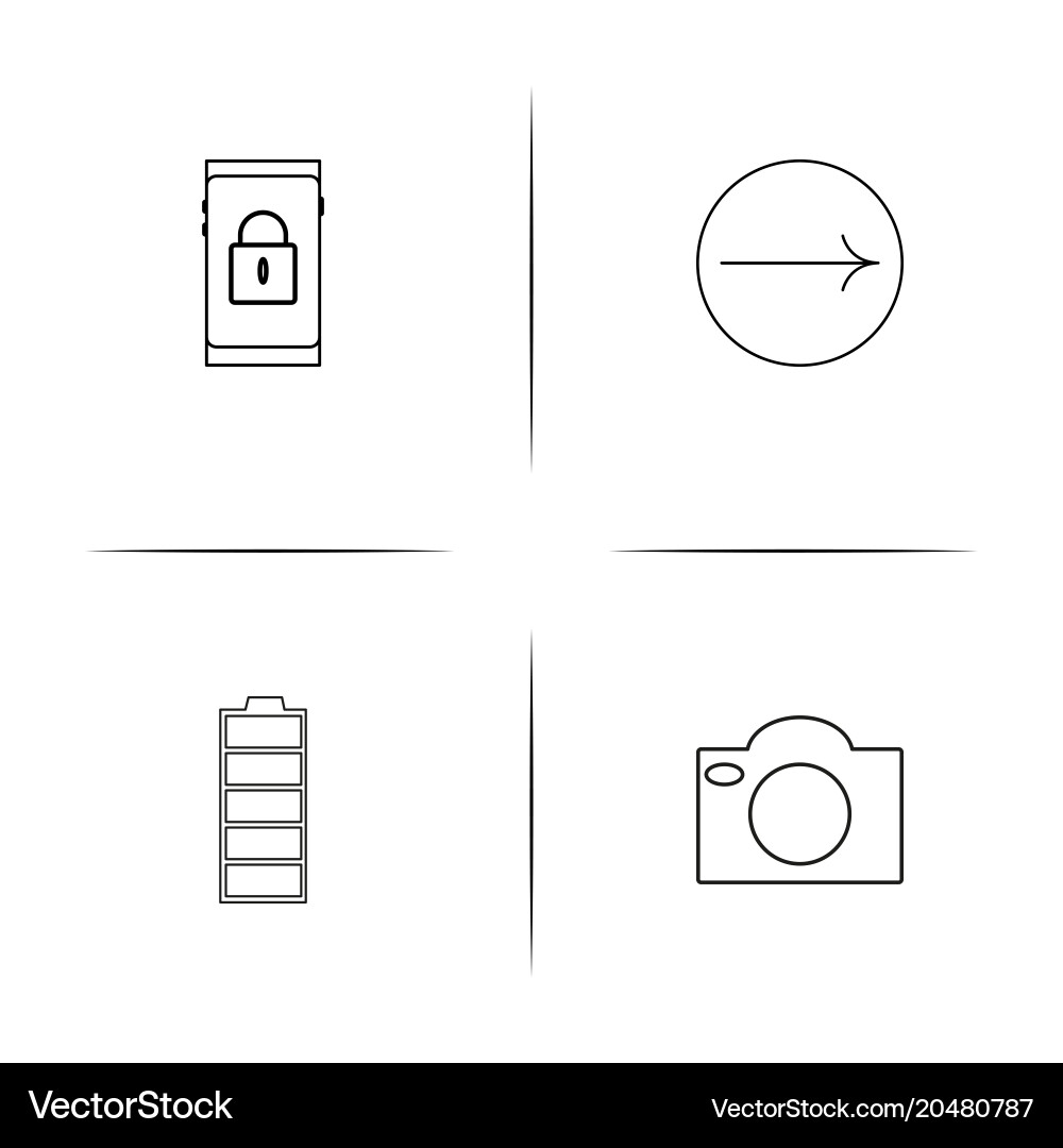User interface simple linear icons set outlined vector image
