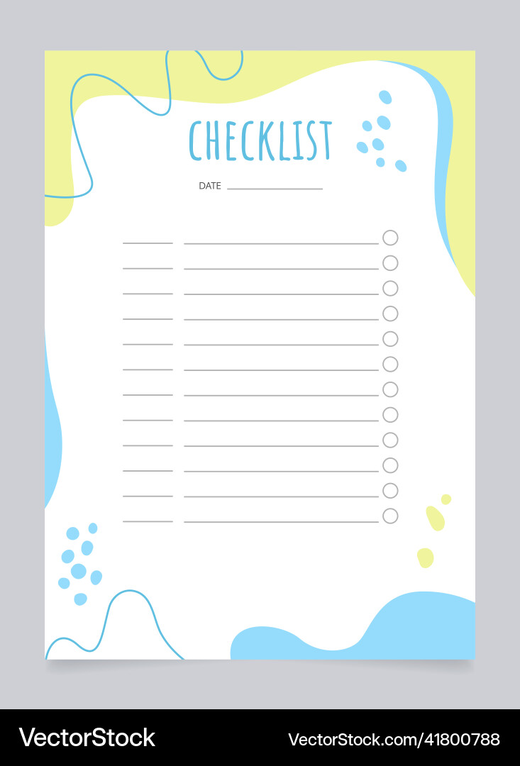 Checklist with date worksheet design template Checklist with date worksheet design template vector image