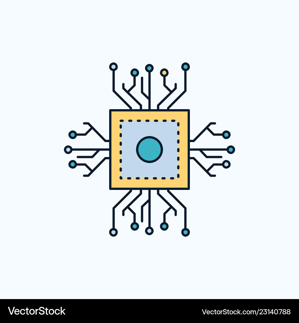 Chip cpu microchip processor technology flat icon Chip cpu microchip processor technology flat icon vector image