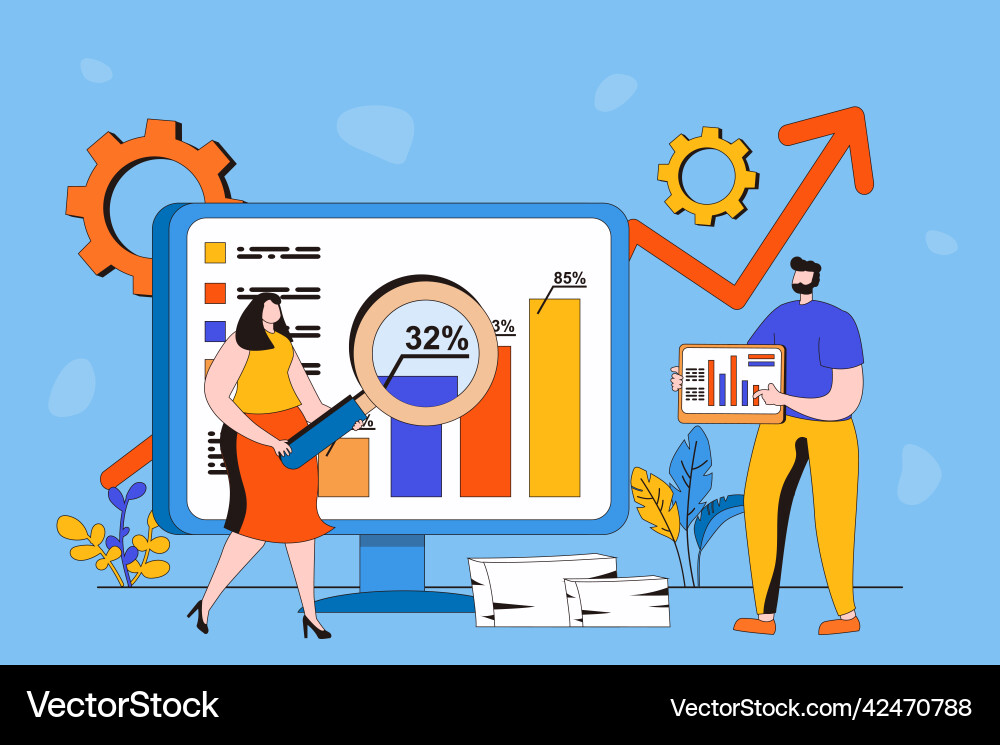 Data analysis web concept in flat 2d design Vector Image