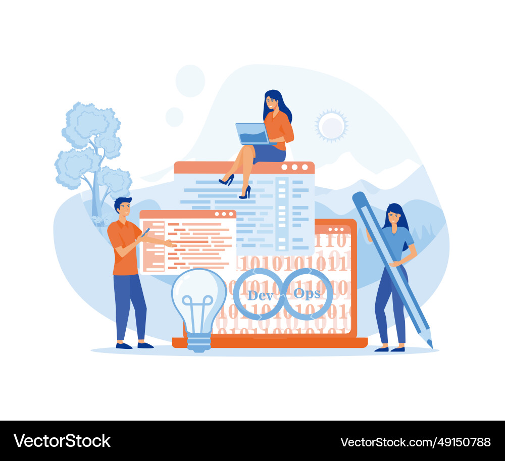Devops software team of programmer development vector image