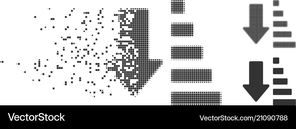Disappearing pixel halftone sort down arrow icon Disappearing pixel halftone sort down arrow icon vector image