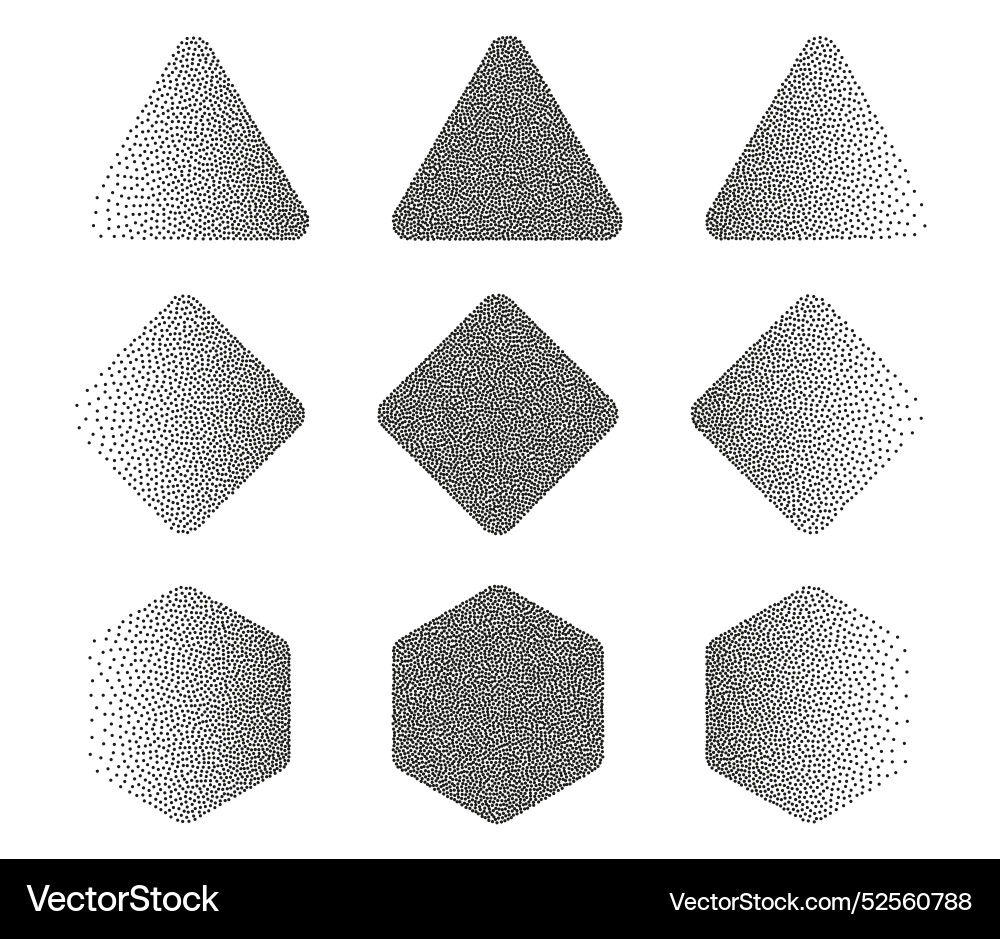 Dotwork abstract shapes circle and square Vector Image