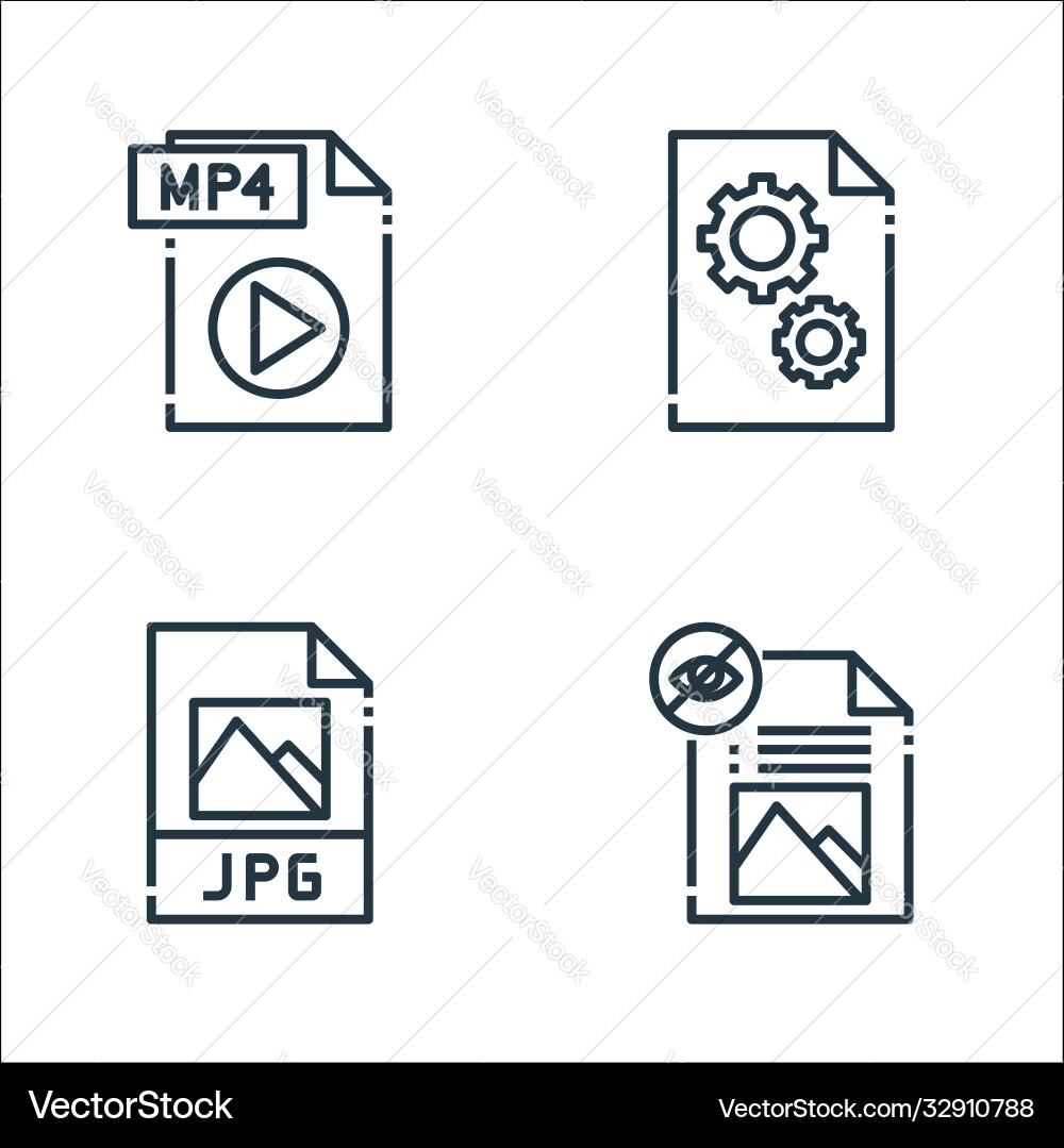 File type line icons linear set quality Vector Image