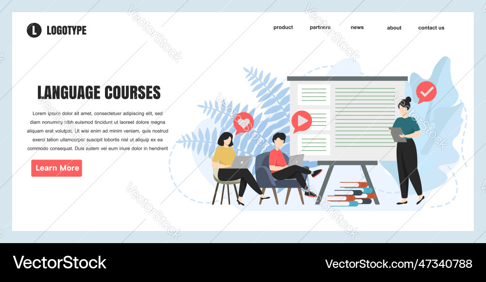 Flat design concept language courses for website Flat design concept language courses for website Vector Image