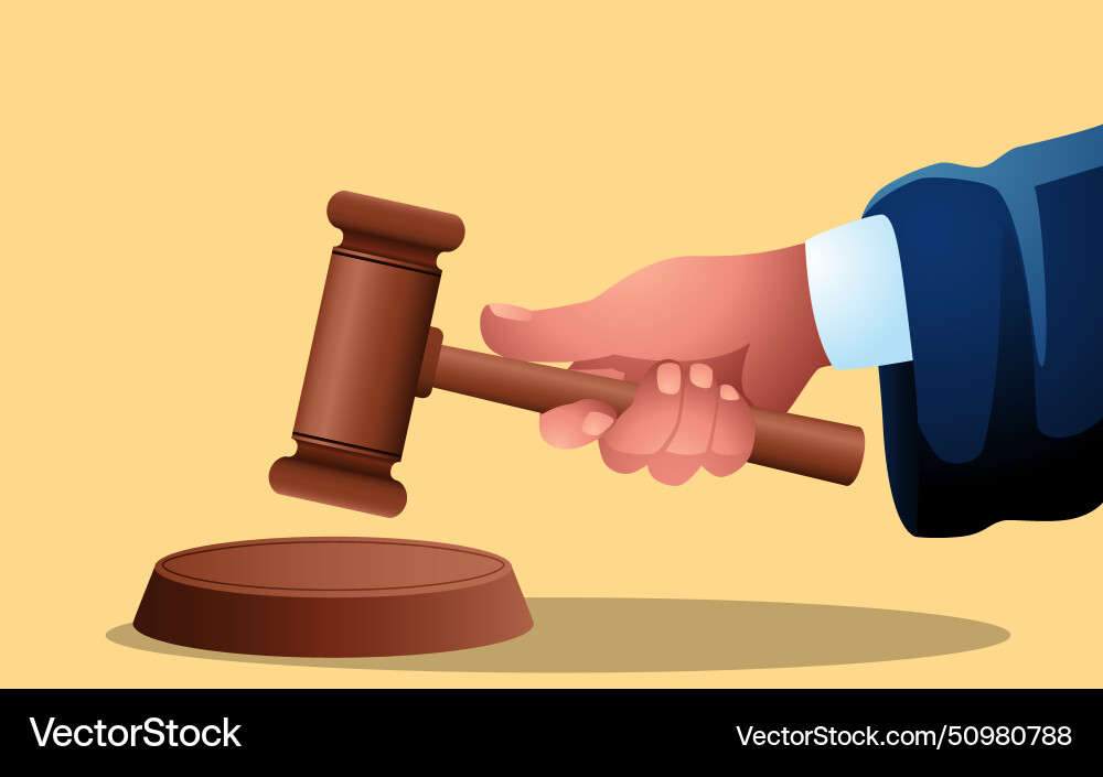 Gradient judge hand hammer vector image