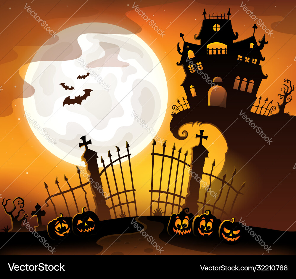 Halloween house silhouette theme 5 Vector Image