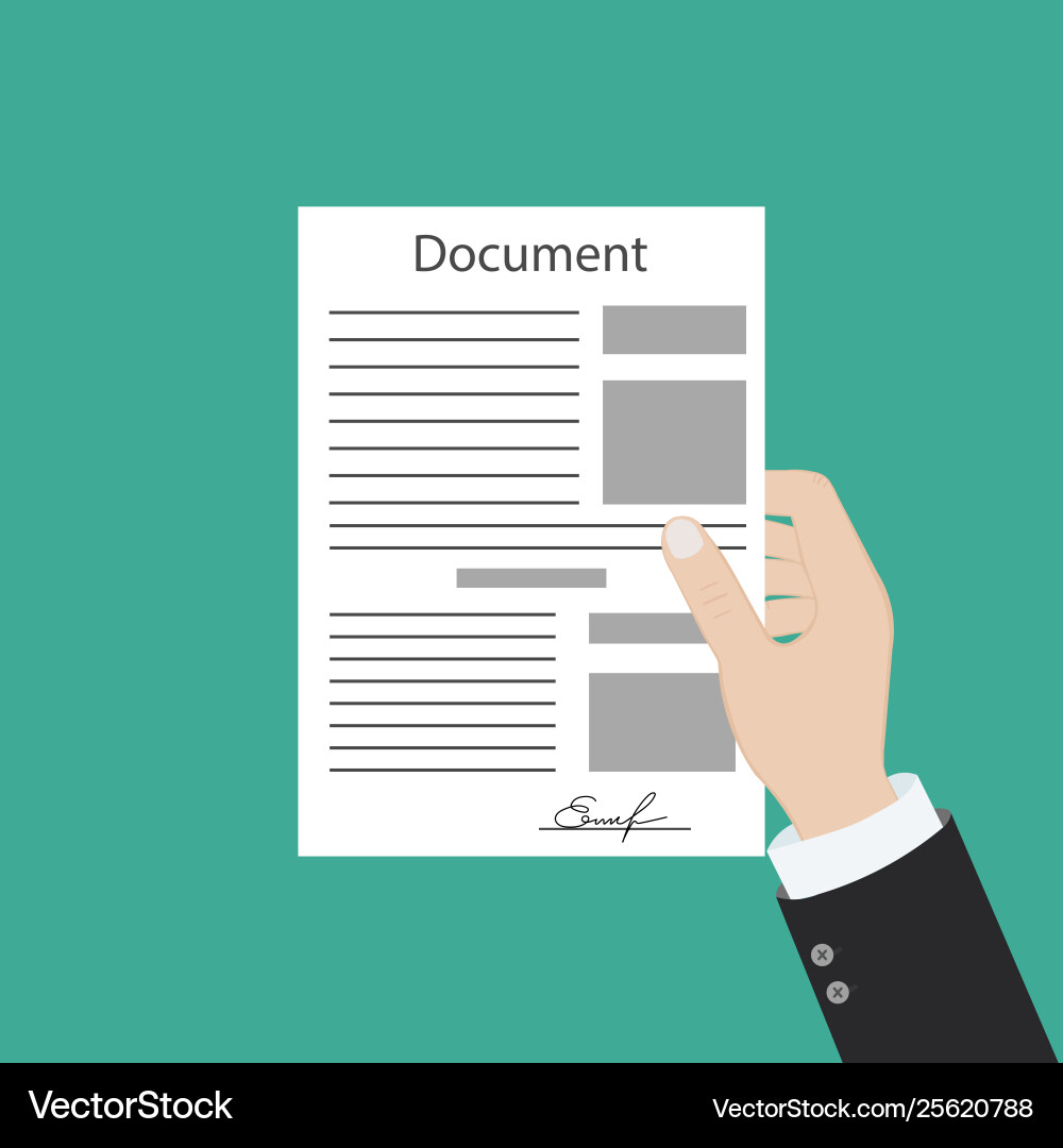 Hand keeping an document and another Hand keeping an document and another vector image