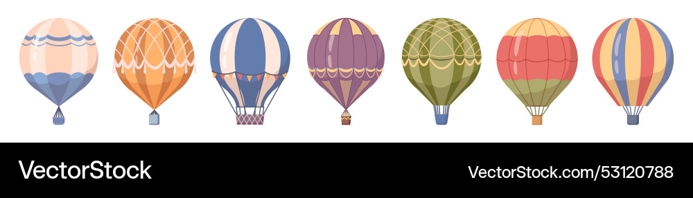 Heißluftballons mit Körbe zu reisen Heißluftballons mit Körbe zu reisen vektorbild