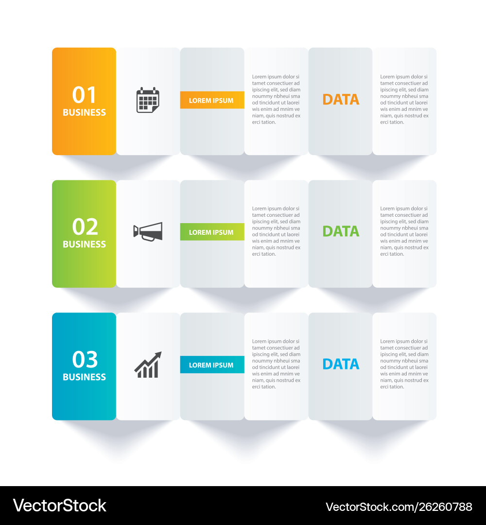Infographics paper index with 3 data template vector image