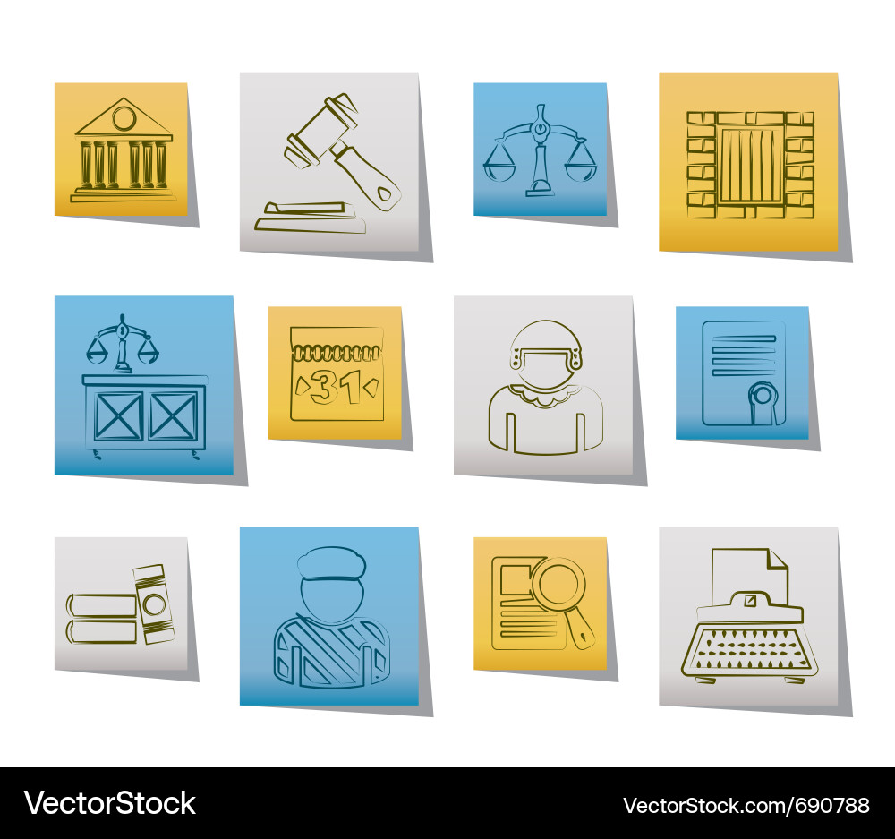 Justice and judicial system icons Vector Image