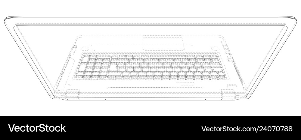 Laptop line view notebook created Laptop line view notebook created vector image