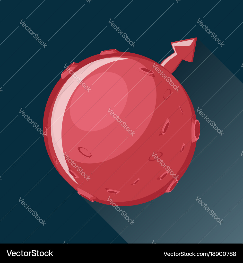 Mars planet icon with long shadow Vector Image