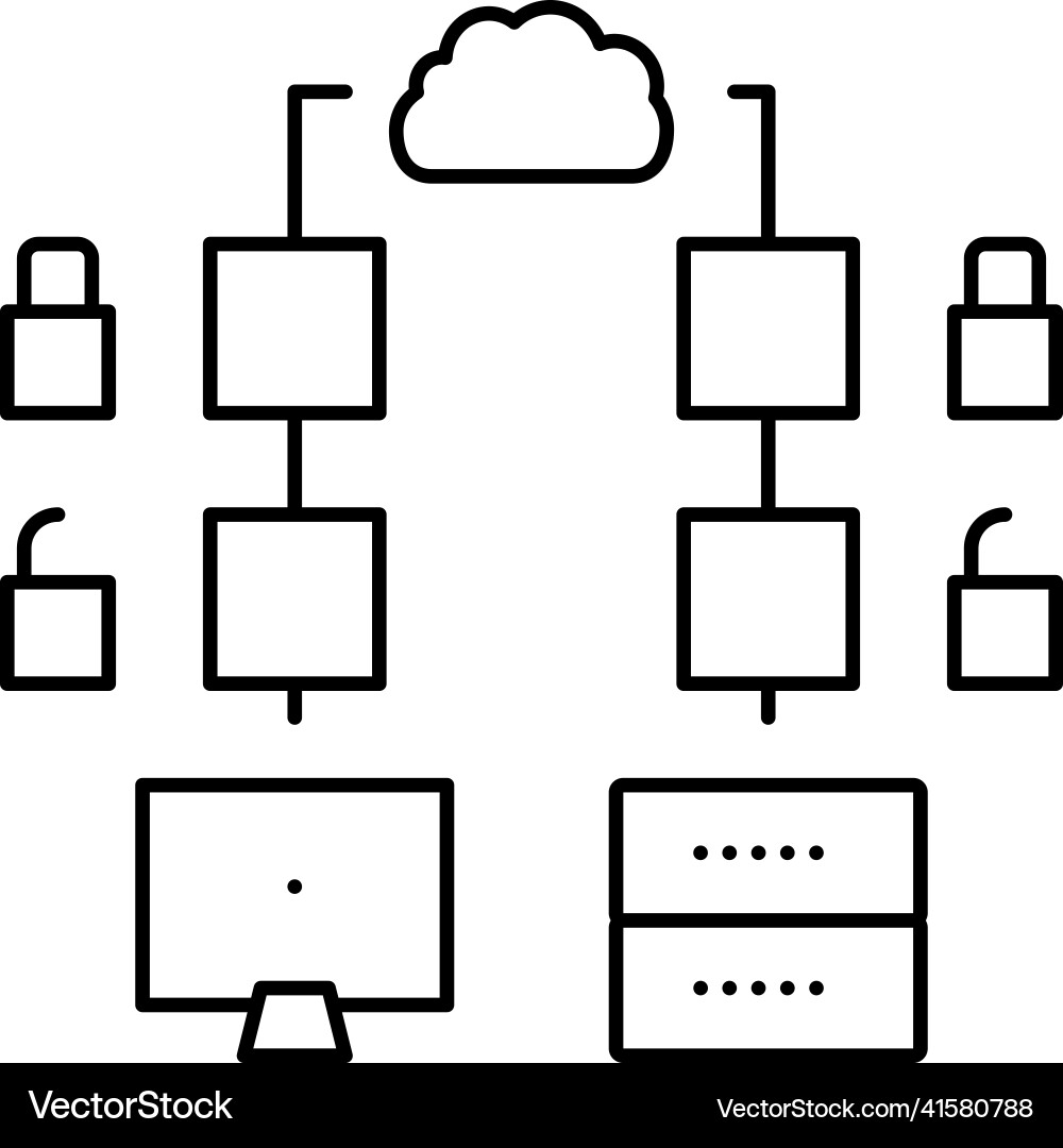 Multi-stage encryption line icon vector image
