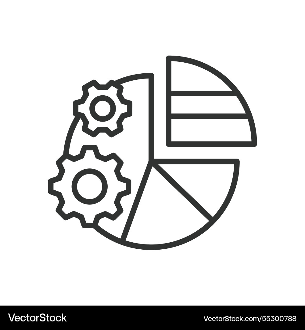 Pie chart analysis icon in line design Pie chart analysis icon in line design vector image