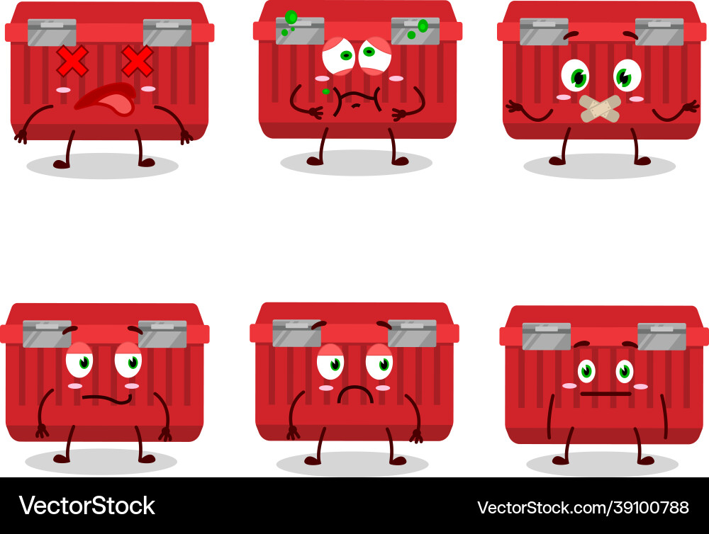 Red toolbox cartoon character with nope expression Red toolbox cartoon character with nope expression Vector Image