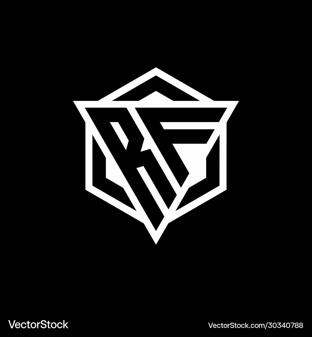 Rf logo monogram with triangle and hexagon shape Rf logo monogram with triangle and hexagon shape Vector Image