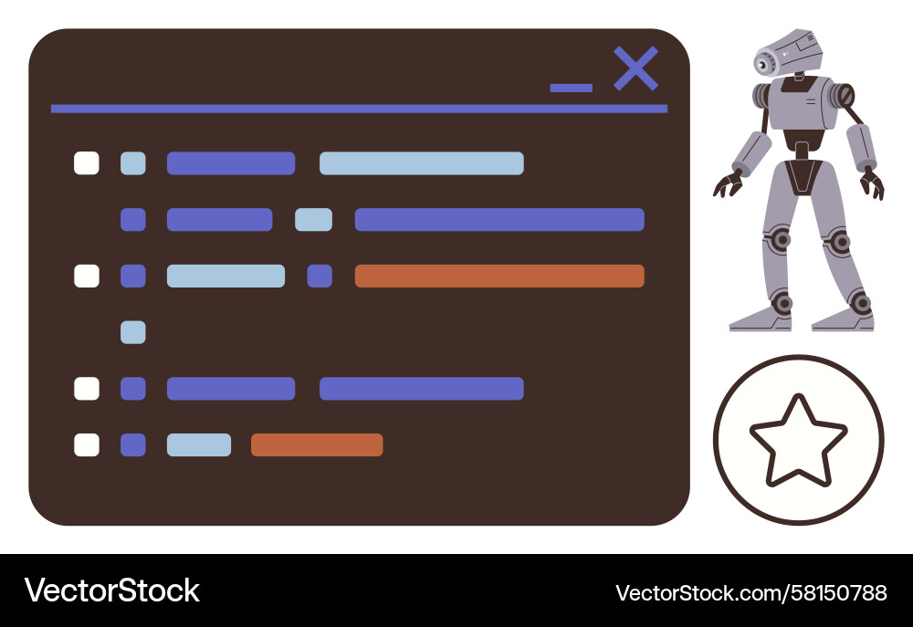 Robot Coding Interface with Progress Bars Vector Image