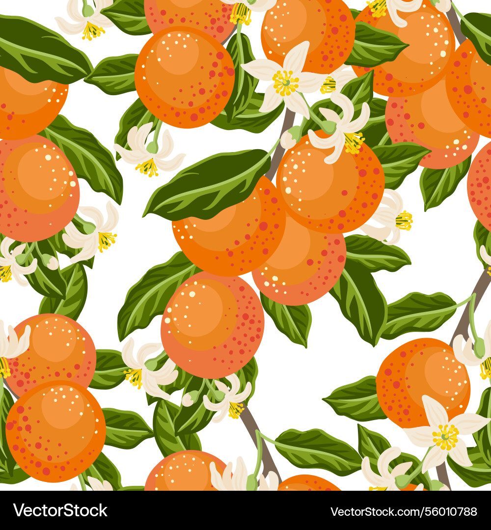 Seamless pattern with orange tree branch Seamless pattern with orange tree branch vector image