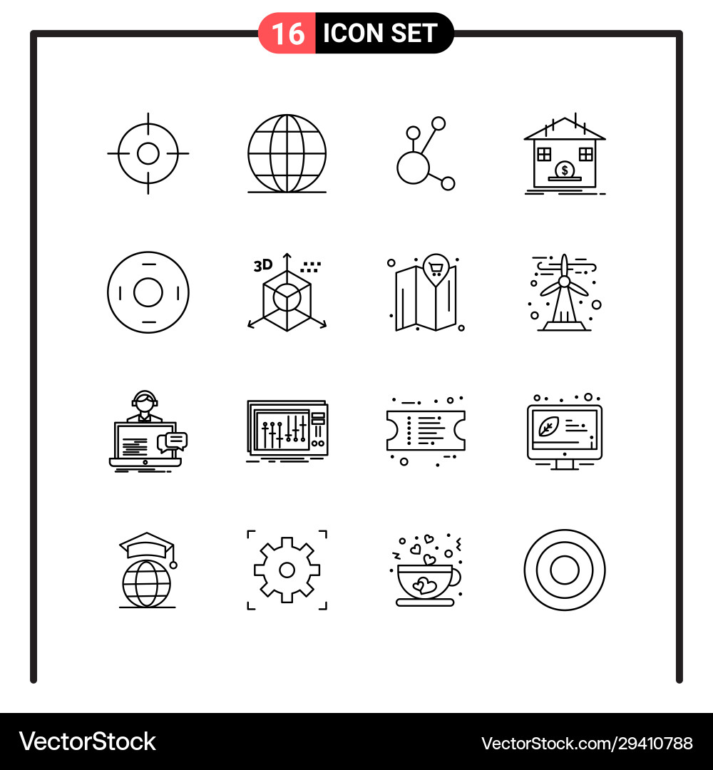 Set 16 line style icons for web and mobile Set 16 line style icons for web and mobile Vector Image