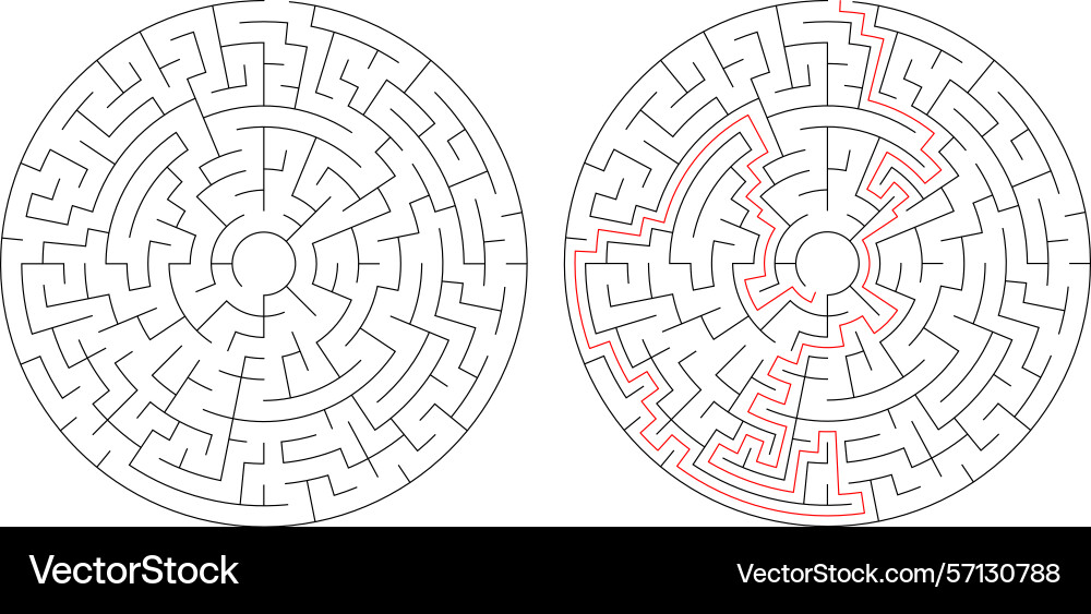 Two Circular Mazes - Solving Challenge vector image