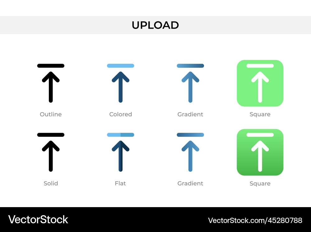 Upload icon in different style icons Upload icon in different style icons vector image