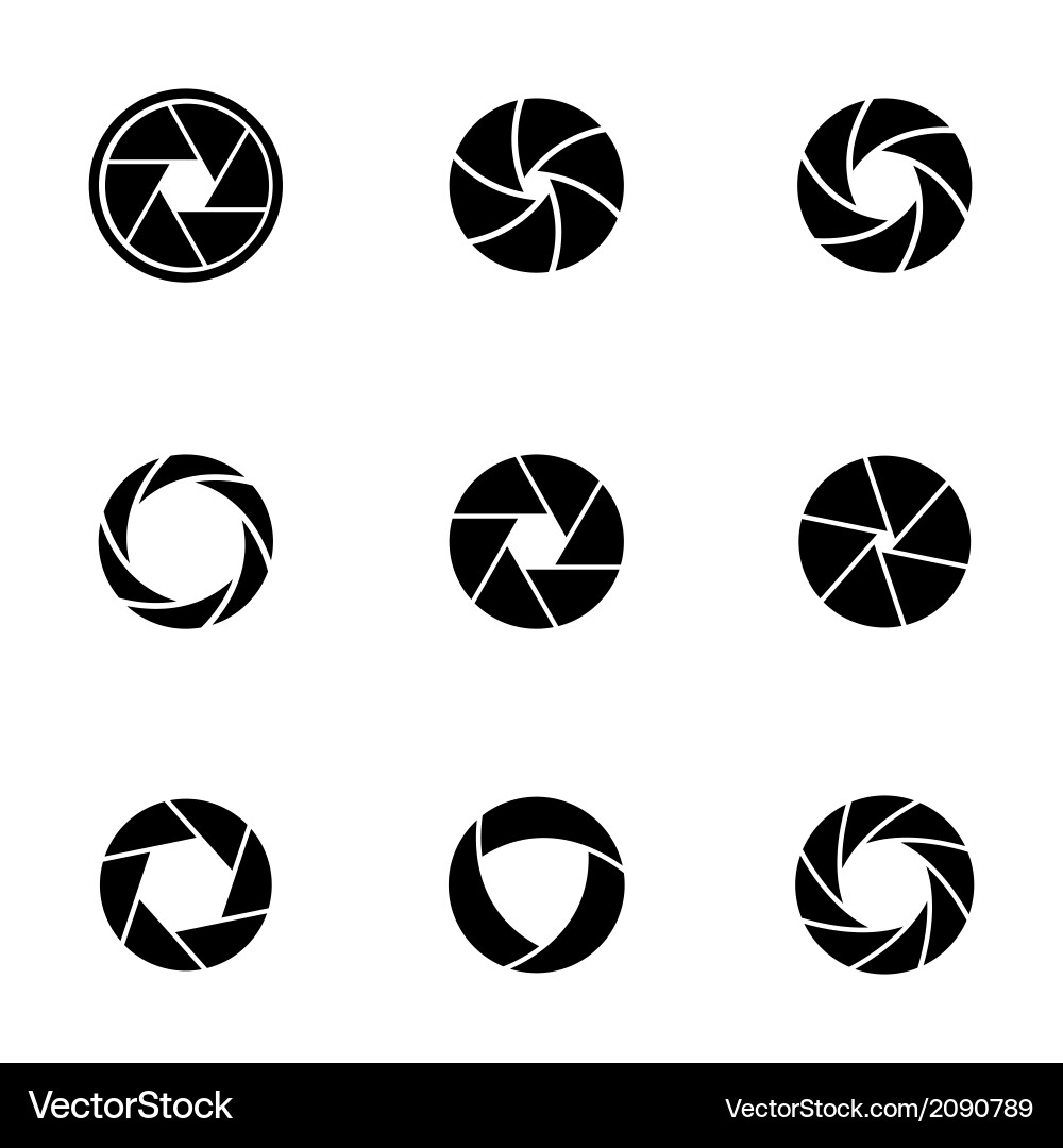 Black Camera Shutter Icons vector image