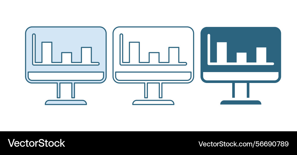 Blue computer monitor with graph chart icon Blue computer monitor with graph chart icon vector image