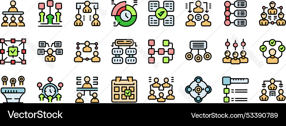 Business structure and hierarchy icons set showing Vector Image