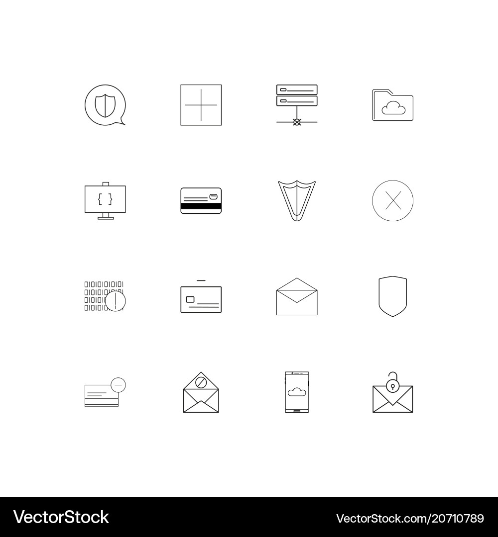 Cyber security simple linear icons set outlined Vector Image