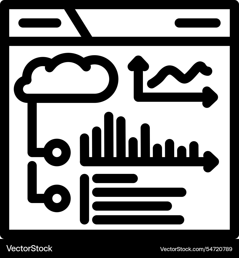 Dashboard monitoring cloud computing line icon Dashboard monitoring cloud computing line icon vector image