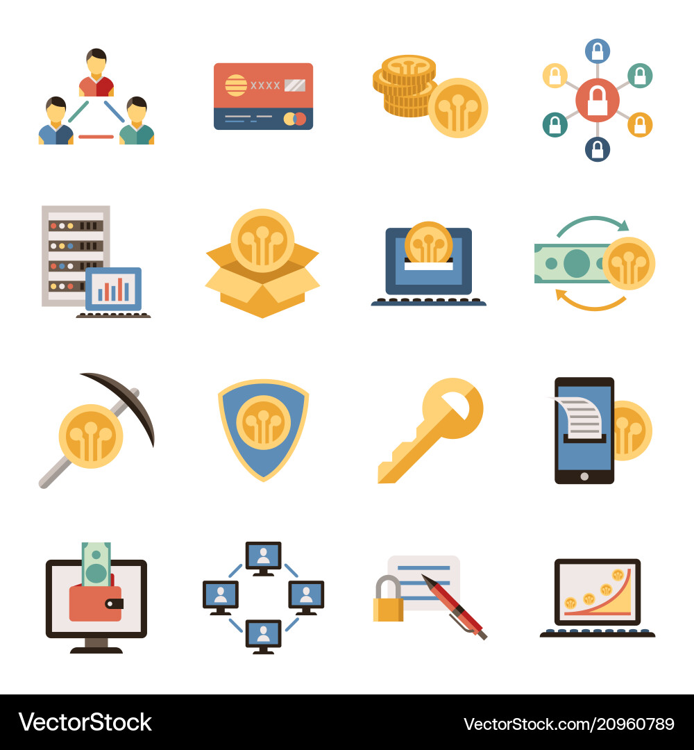 Digital line icons set blockchain pack Digital line icons set blockchain pack vector image