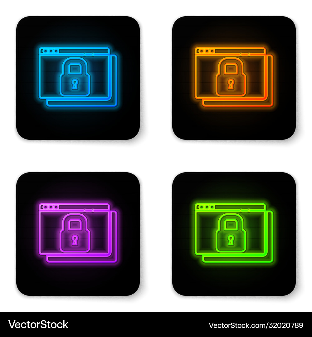Glowing neon secure your site with https ssl icon Glowing neon secure your site with https ssl icon vector image