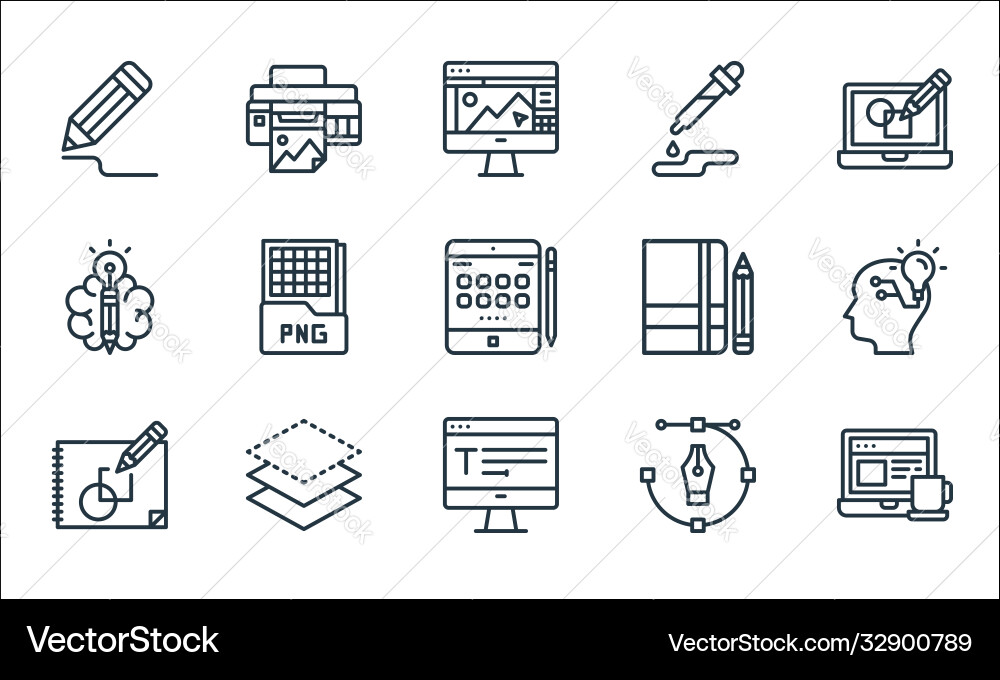 Graphic design line icons linear set quality Graphic design line icons linear set quality vector image
