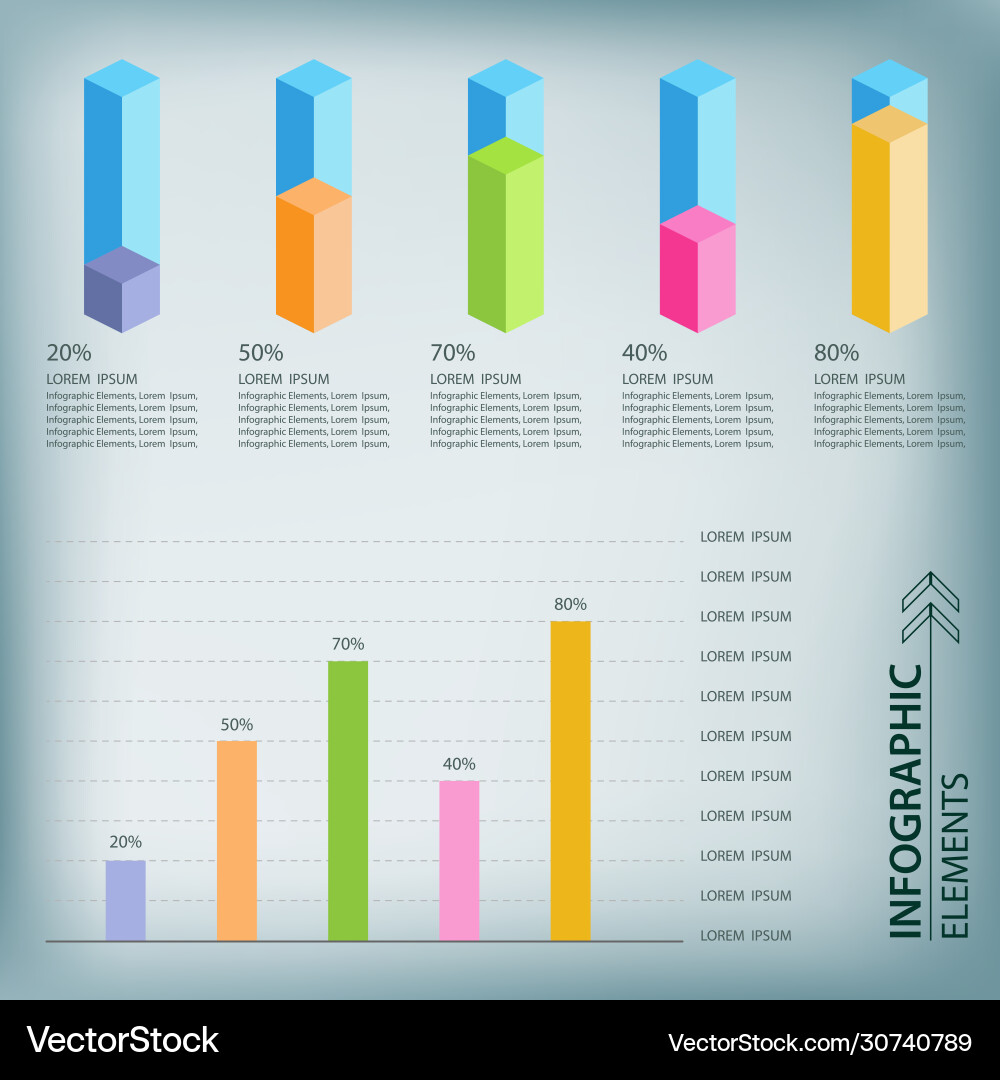 Infographic elements for graph on grey background Infographic elements for graph on grey background vector image
