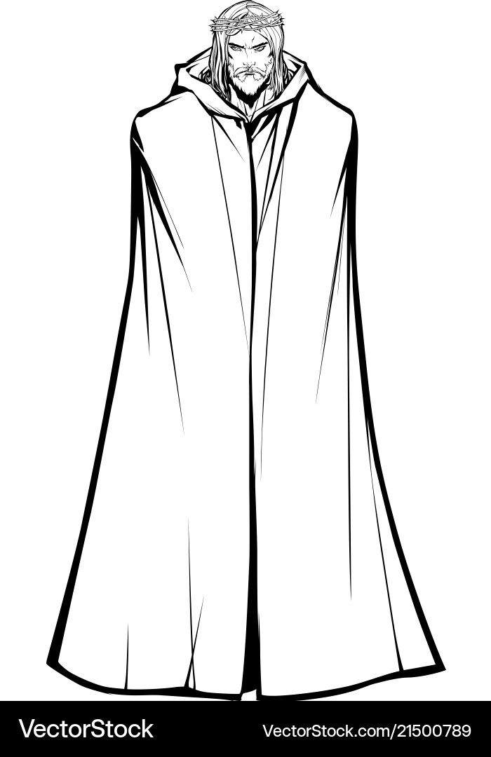 Jesus standing tall line art Jesus standing tall line art vector image