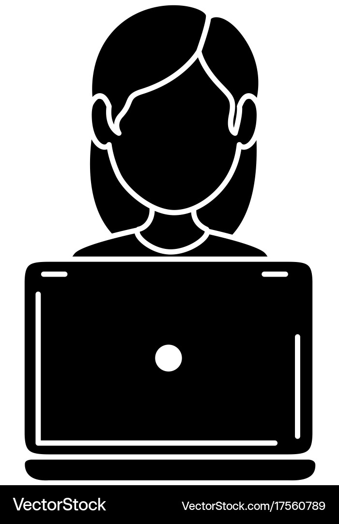 Laptop computer with user Vector Image