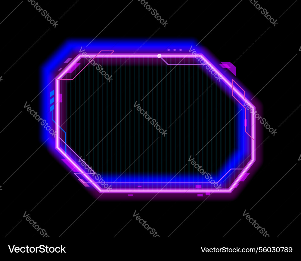 Mobile game electronic neon ui menu frame Mobile game electronic neon ui menu frame vector image