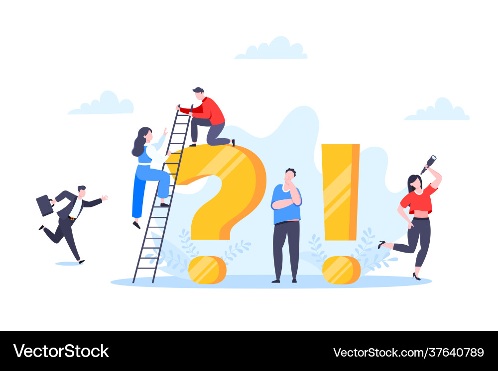 Q and a or faq concept with tiny people characters Vector Image