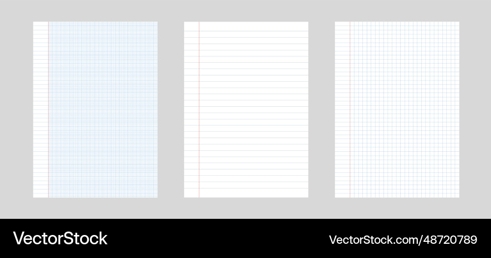 Set of 3 simple paper in a cell and line vector image