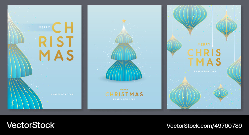 Set of christmas modern covers with 3d fir trees Set of christmas modern covers with 3d fir trees vector image